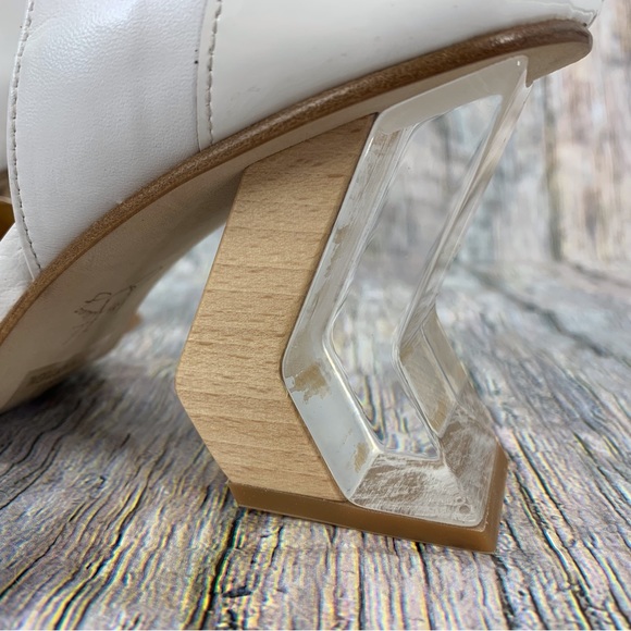 John Fluevog Modern Living Slant White Ankle Strap Heels, 9.5 - Picture 10 of 16